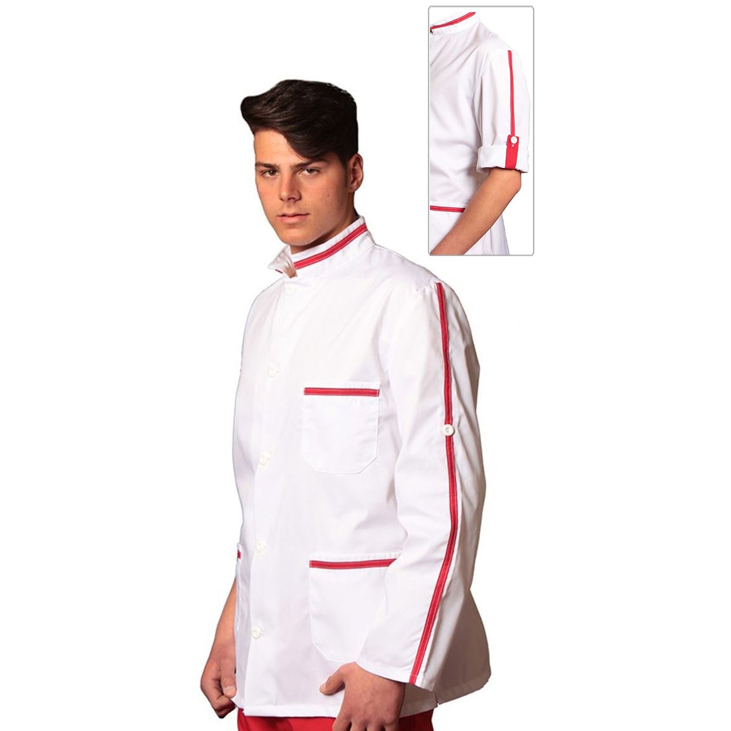 Casacca,camice da lavoro uomo bianco con profilo ML cod: 8002