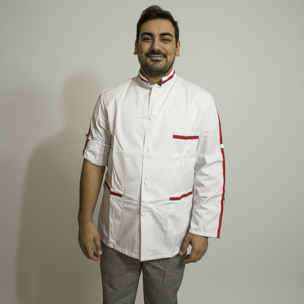 Casacca,camice da lavoro uomo bianco con profilo ML cod: 8002