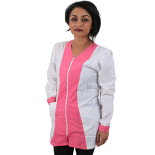 Carica l&#39;immagine nel visualizzatore di Gallery, Camice da lavoro donna,casacca zip bianco bicolore ML COD: 1406
