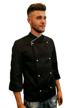 Carica l&#39;immagine nel visualizzatore di Gallery, Giacca cuoco-chef &quot;nero slim&quot; cod: 7685
