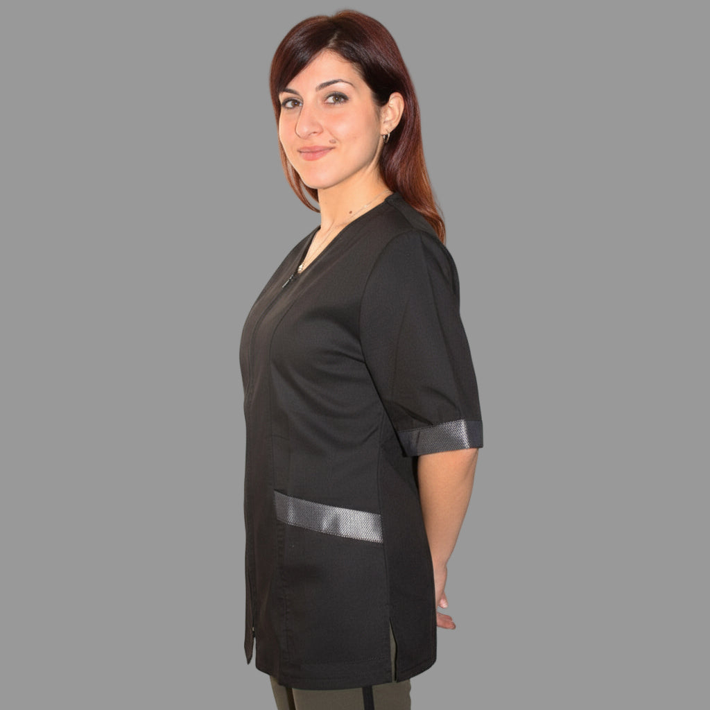 Casacca zip nero MM con inserto laminato Cod: 2806
