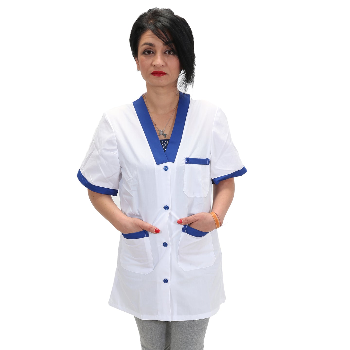 Casacca,camice da lavoro, profilo blue royal MM cod:7616