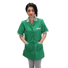 Carica l&#39;immagine nel visualizzatore di Gallery, Camice da lavoro donna, casacca verde con profilo MM cod: 7708

