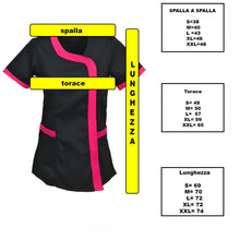 Cargar imagen en el visor de la galería, Camice,casacca da lavoro donna mod beauty, Nero inserto fuchsia Cod: 290720
