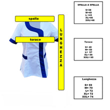 Carica l'immagine nel visualizzatore di Gallery, Camice da lavoro,casacca donna Modello beauty Bianco inserto blu Cod: 290721
