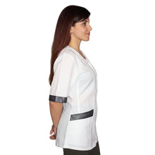 Charger l'image dans la galerie, Veste de travail blanche zippée MM avec empiècement noir Code : 2707
