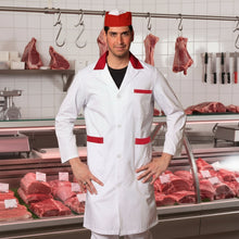 Load image into Gallery viewer, Camice da lavoro uomo, bianco con profilo colorato "ROSSO" cod:7968
