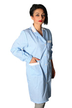 Carica l&#39;immagine nel visualizzatore di Gallery, camice da lavoro donna,lungo quadretto azzurro ML cod: 200524
