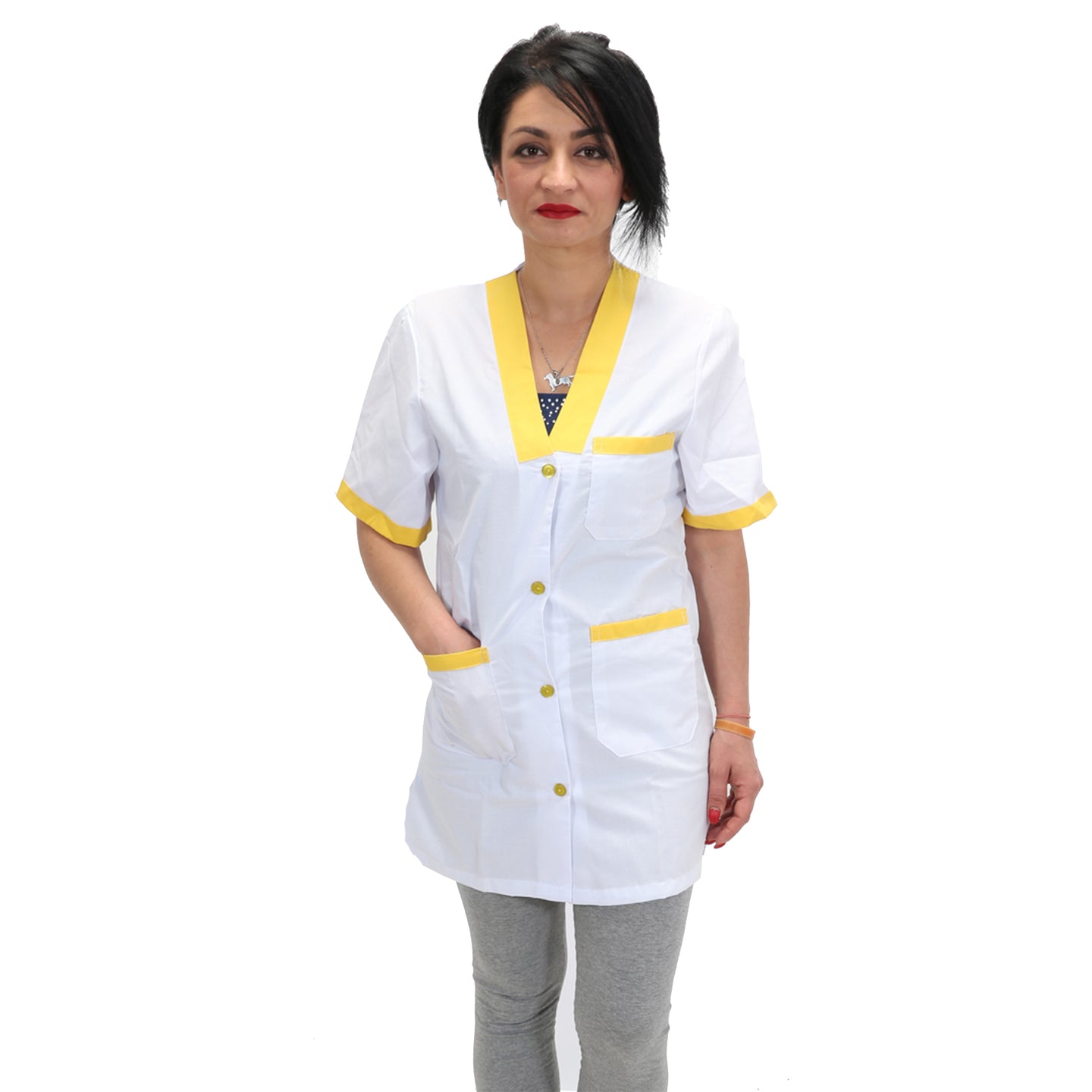 Casacca,camice da lavoro, profilo giallo MM cod: 7609