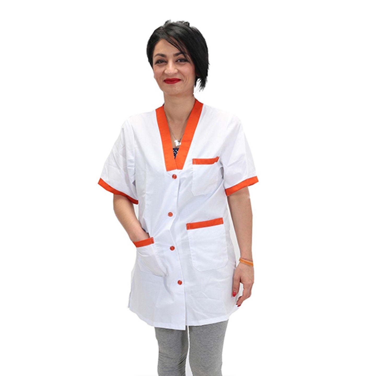 Casacca,camice da lavoro, profilo arancione MM Cod:7586