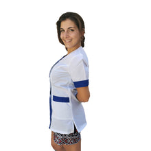 Carica l&#39;immagine nel visualizzatore di Gallery, Camice da lavoro,casacca donna Modello beauty Bianco inserto blu Cod: 290721
