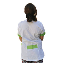 Carica l&#39;immagine nel visualizzatore di Gallery, Camice,casacca da lavoro donna, Modello beauty, Bianco inserto verde Cod: 290722

