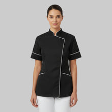 Carica l&#39;immagine nel visualizzatore di Gallery, Camice,casacca da lavoro SLIM-FIT,per estetista,parrucchiera, cuoca&quot;nero&quot; cod: 1312
