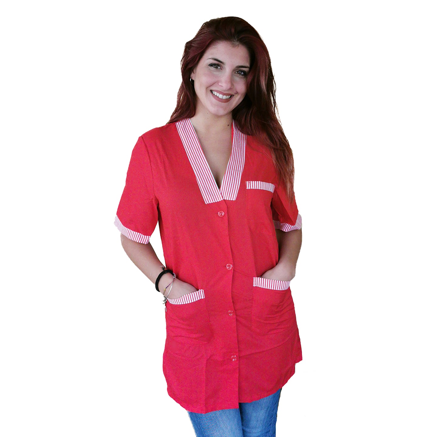 camice da lavoro,casacca MM rosso con profilo cod: 7425