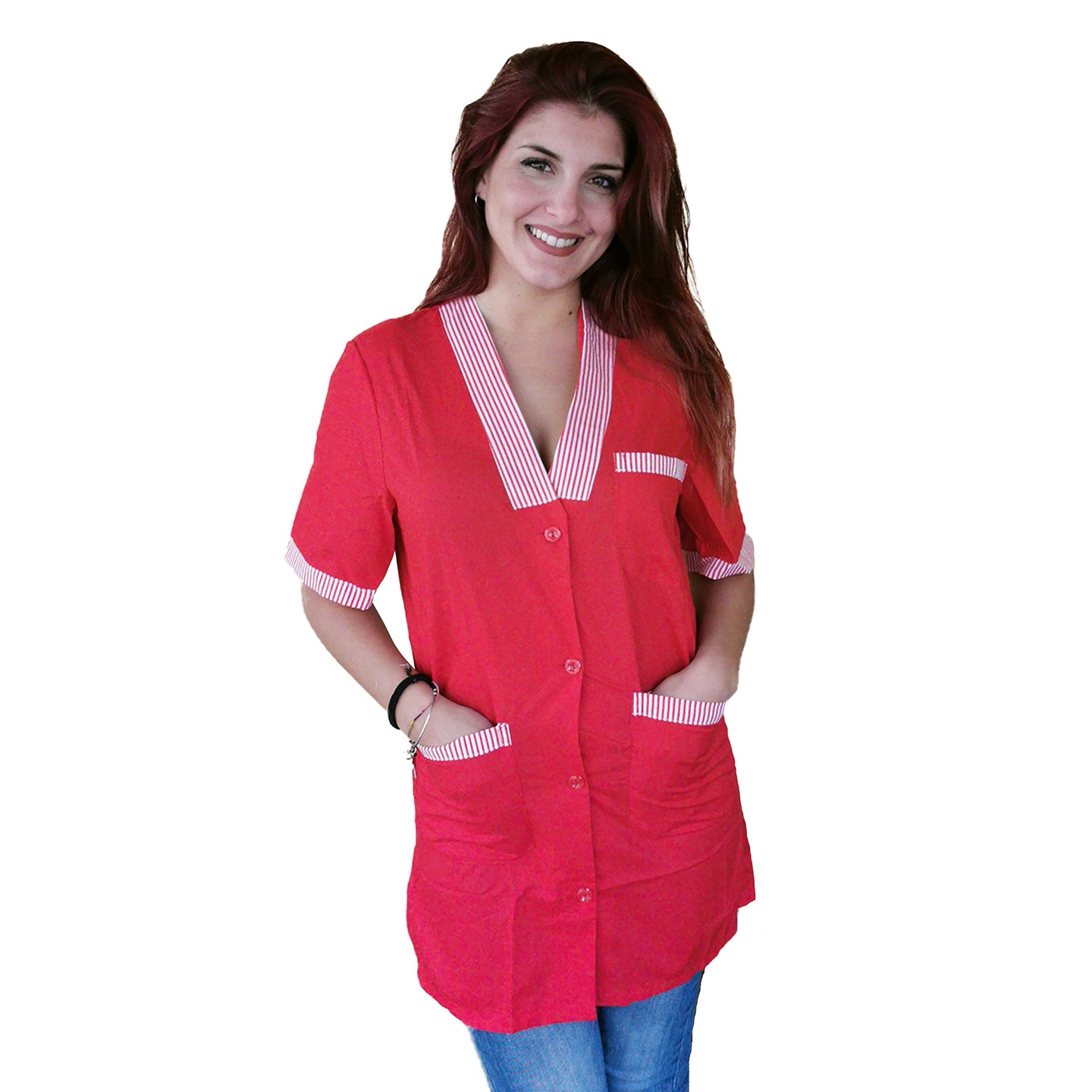 camice da lavoro,casacca MM rossa con profilo cod: 7425